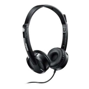 Audífono Rapoo Usb con Micrófono de voz ajustable 360° Negro